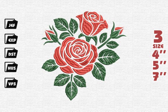 Classic Red Rose Bouquet Embroidery Design Review