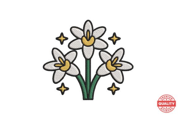 Daffodil Trio Embroidery Design Review for Etsy Shops