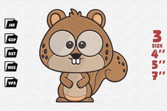 Kawaii Baby Squirrel Embroidery Design Review