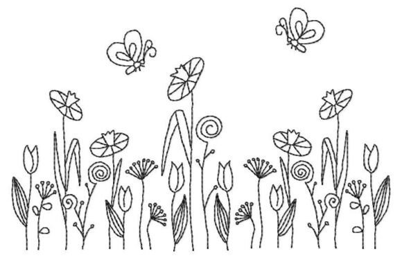 Wildflower and Butterfly Border Embroidery Design Review